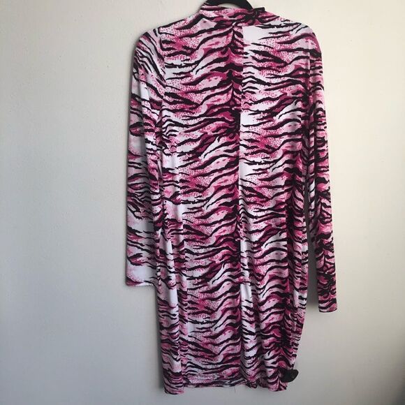 FASHION NOVA September Pink Zebra Tiger Mock Neck Mini Dress - Picture 7 of 10
